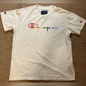 Kith x Champion Cream T-Shirt with Multicolor Logo